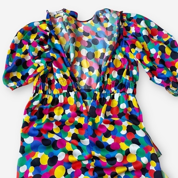 Rhode Pia Printed Georgette Minidress Puff Sleeve Ruched Size S - Picture 11 of 16